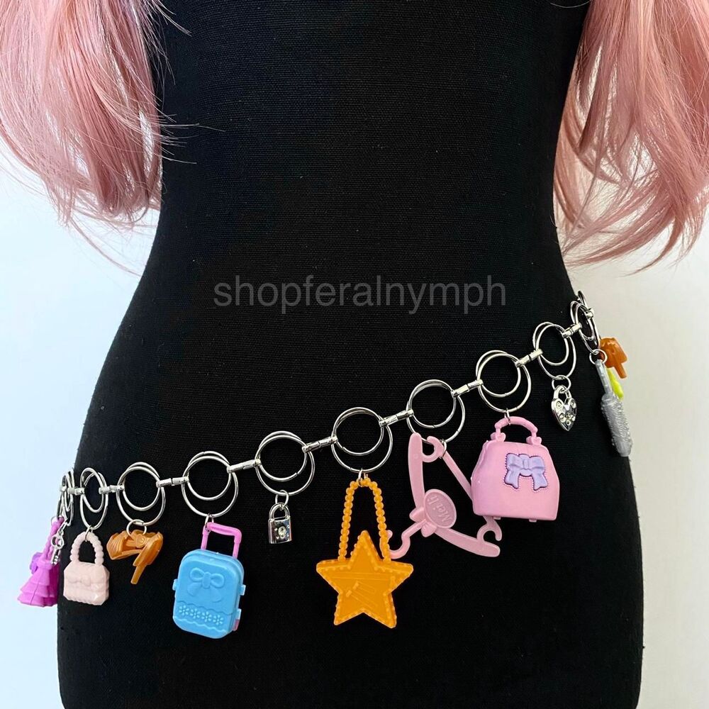 Harajuku Y2K Dollcore Dopamine Charm Chain Belt, Fits 27-40 Inches, X7GA1373
